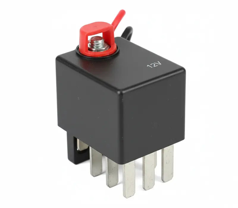 Relais de voiture noir de 12 volts avec cosses metalliques et plots de connexion