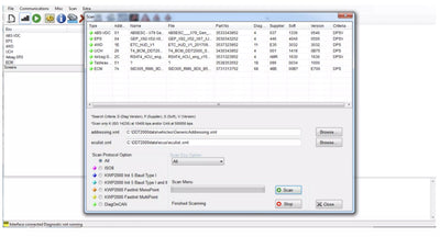 Interface du logiciel de diagnostic auto Renolink affichant les calculateurs de vehicules Renault