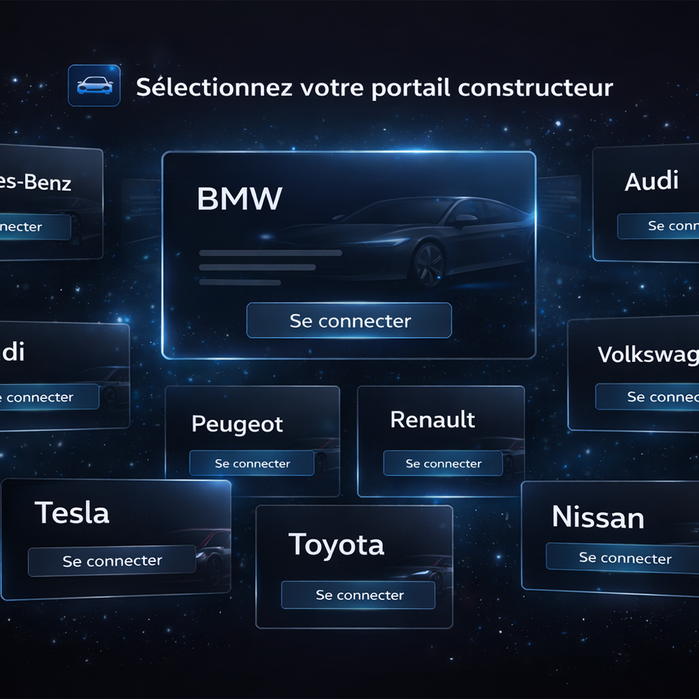 Interface de sélection du portail constructeur pour programmation J2534