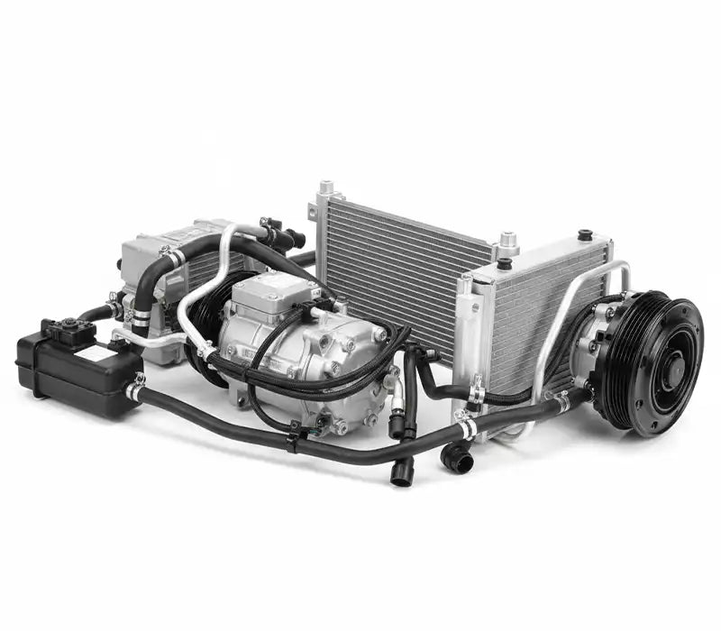 Ensemble de pieces pour la climatisation automobile avec compresseur et radiateurs