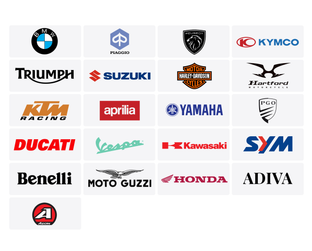 Tableau des logos de marques de moto compatibles avec la valise iCarsoft MT V6 Plus