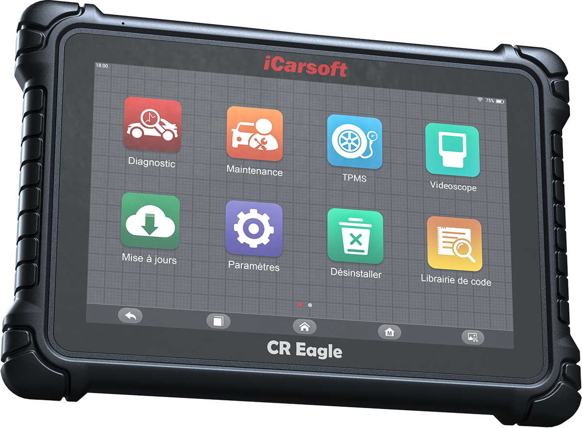 Ecran de la valise de diagnostic multimarque iCarsoft CR Eagle en francais