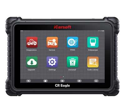 Tablette de diagnostic automobile multimarque iCarsoft CR Eagle affichant ses fonctions