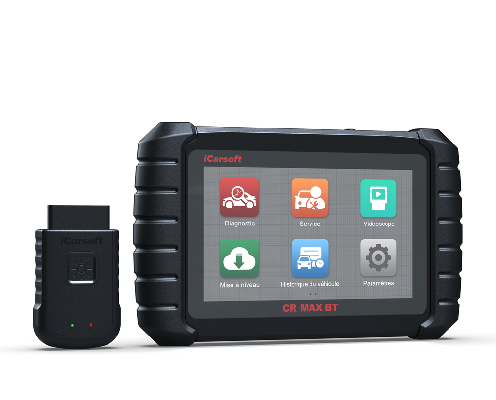Valise de diagnostic multimarques iCarsoft CR Max BT avec sa prise OBD2 sans fil