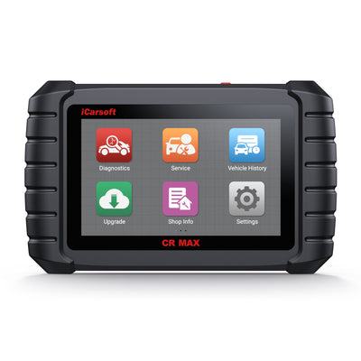 Valise de diagnostic multimarque iCarsoft CR Max avec écran tactile et icônes de menus