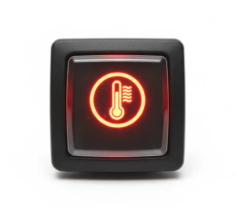 Bouton poussoir noir affichant un voyant rouge d alerte de température moteur